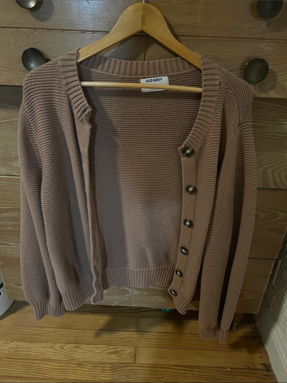 Old Navy Mauve Ribbed Button-Front Cardigan